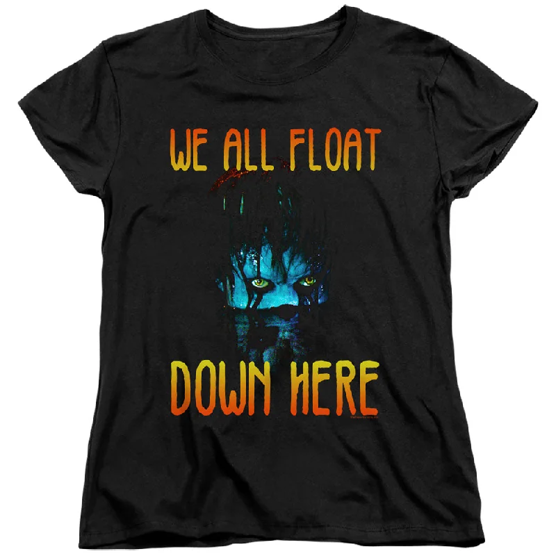 Anniversary Sale IT Womens T-Shirt We All Float Down Here Black Tee