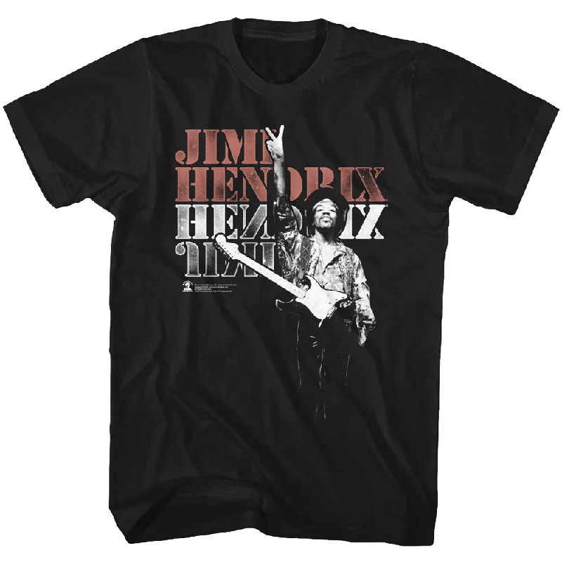 The Best Prices Jimi Hendrix Peace Reflection Adult Black Tee Shirt
