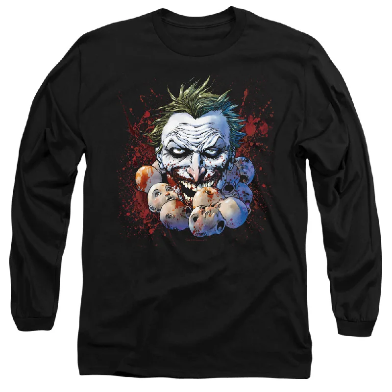 New Deals JLA Long Sleeve T-Shirt Doll Heads Black Tee