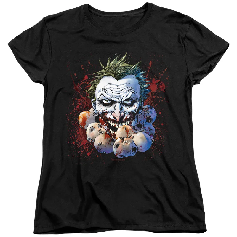Shop and Save JLA Womens T-Shirt Doll Heads Black Tee