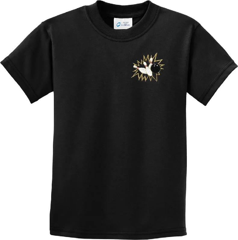 Unbeatable Prices Kids Bowling T-shirt Pins Crashing Patch Pocket Print Youth Tee