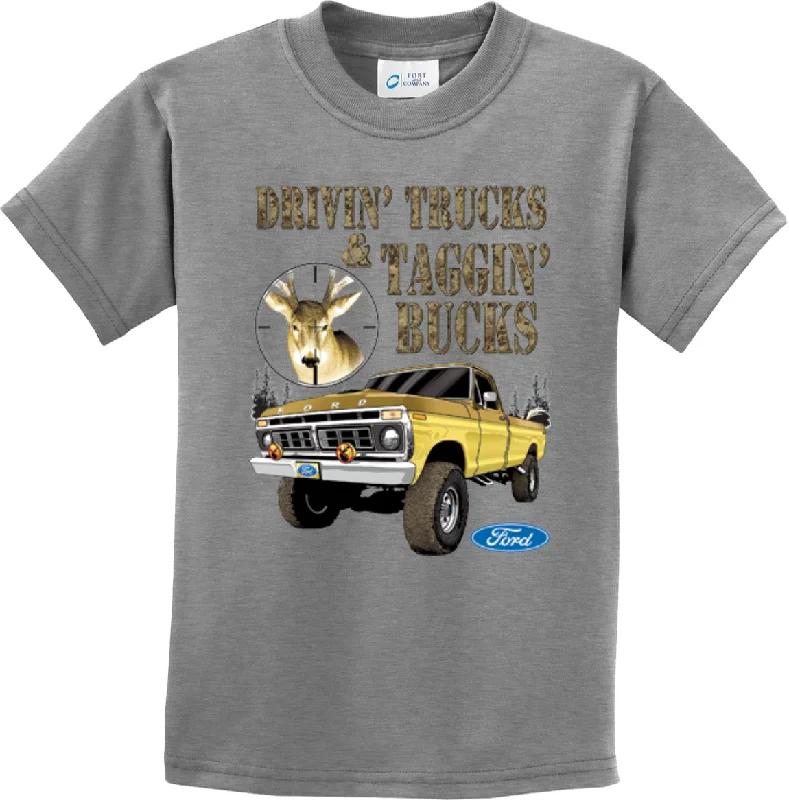 Exclusive Preview Kids Ford F-150 T-shirt Driving Trucks Tagging Bucks Youth Tee