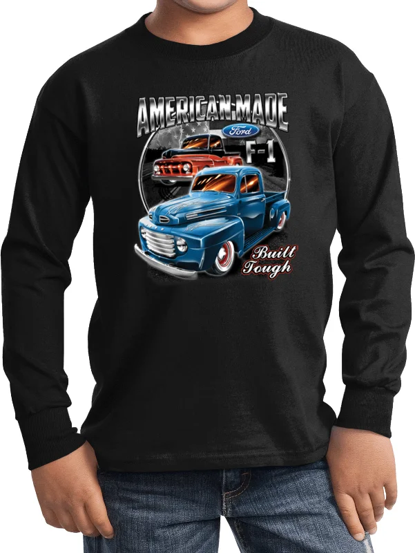 Super Sale Kids Ford Pickup T-shirt American Made F-1 Youth Long Sleeve