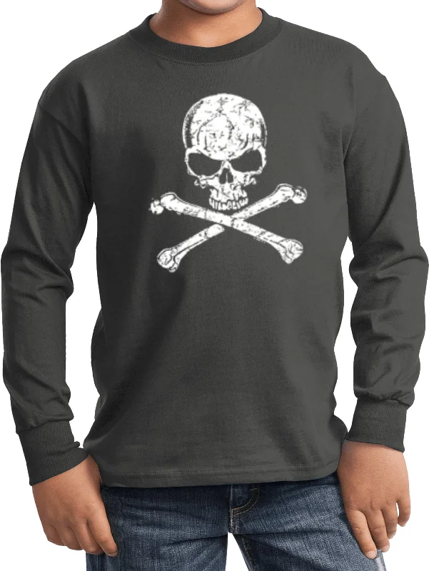 Overstock Kids Halloween Long Sleeve Shirt White Distressed Skull