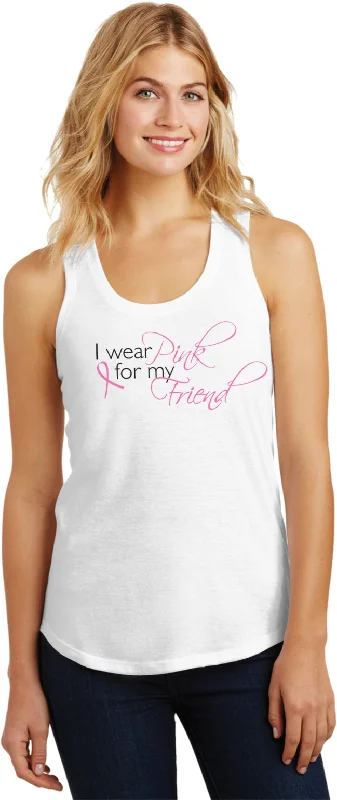 Exclusive Offers Ladies Breast Cancer Racerback Tank Top Pink for my Friend