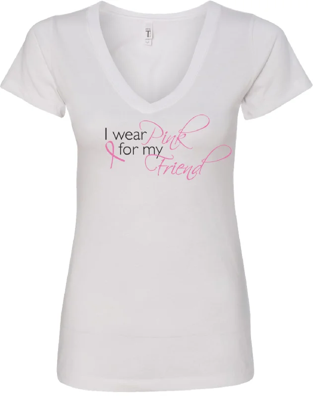 Buy More, Save More Ladies Breast Cancer V-Neck Shirt Pink for my Friend