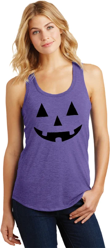 Special Discount Ladies Halloween Racerback Tank Top Black Jack-O-Lantern