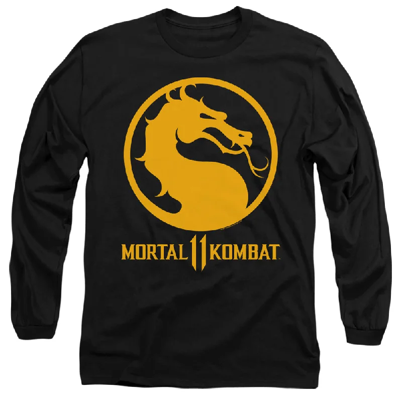 Final Sale Mortal Kombat 11 Long Sleeve T-Shirt Dragon Logo Black Tee