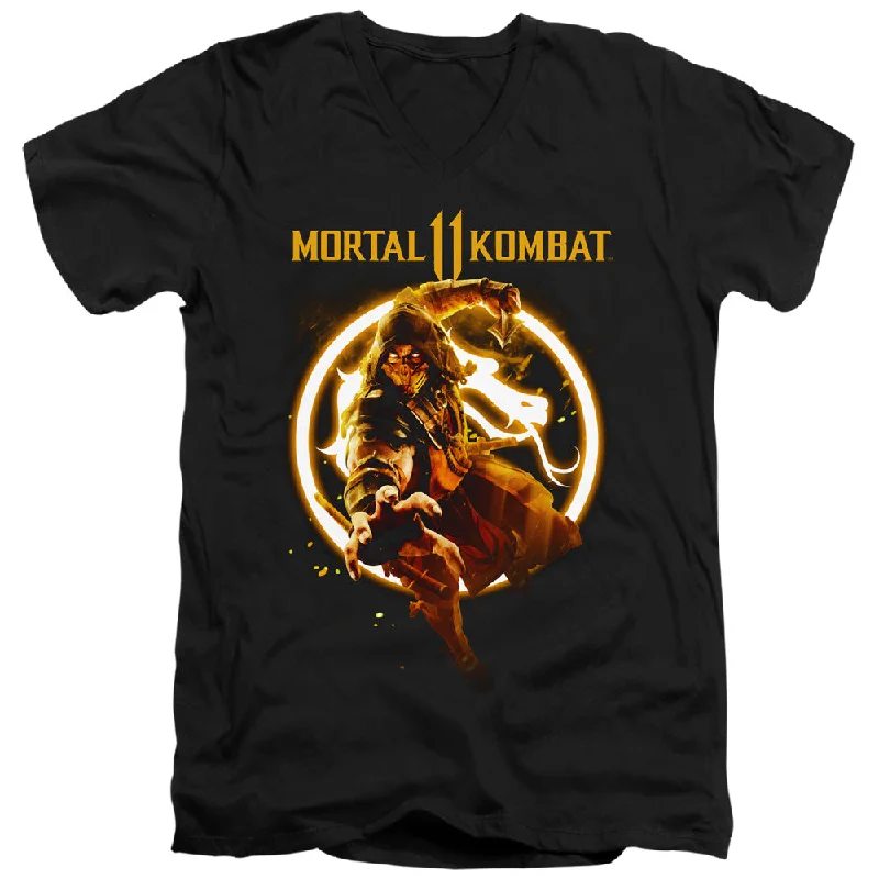 Don't Miss Mortal Kombat 11 Slim Fit V-Neck T-Shirt Scorpion Black Tee