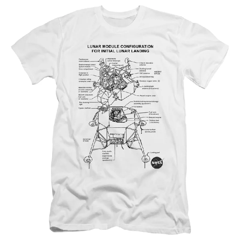 Savings Galore NASA Premium Canvas T-Shirt Lunar Module Diagram White Tee