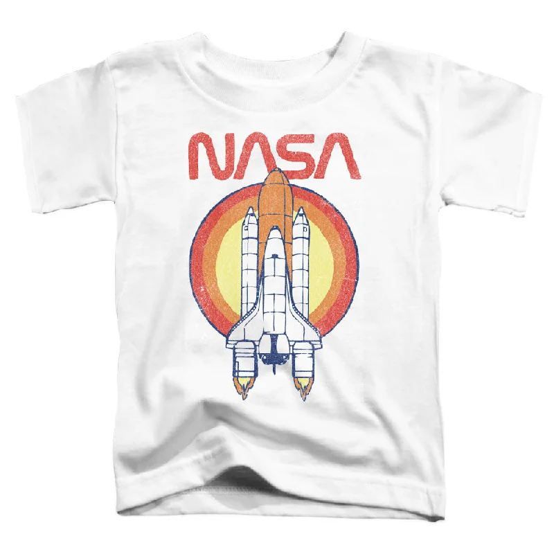 Act Fast NASA Toddler T-Shirt Vintage Space Shuttle White Tee