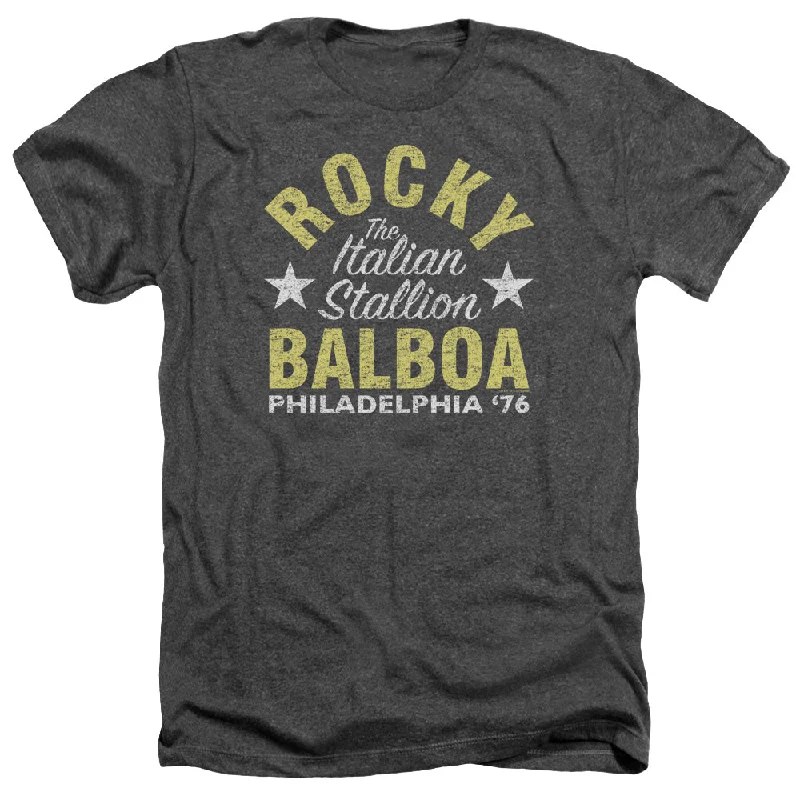Super Bargain Rocky Heather T-Shirt Italian Stallion 1976 Charcoal Tee