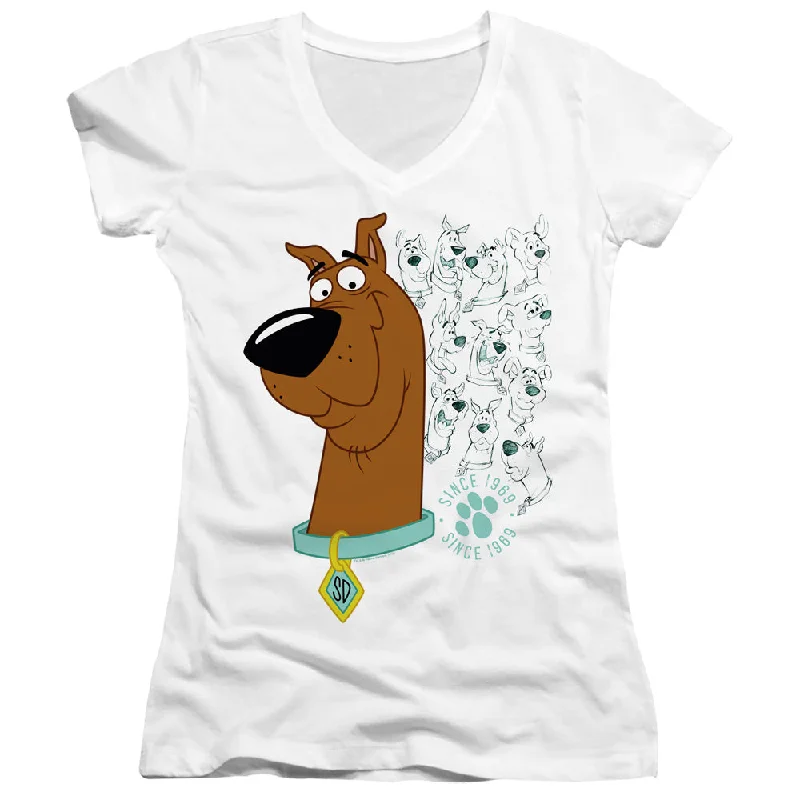Lowest Prices Scooby Doo Juniors V-Neck T-Shirt Evolution White Tee