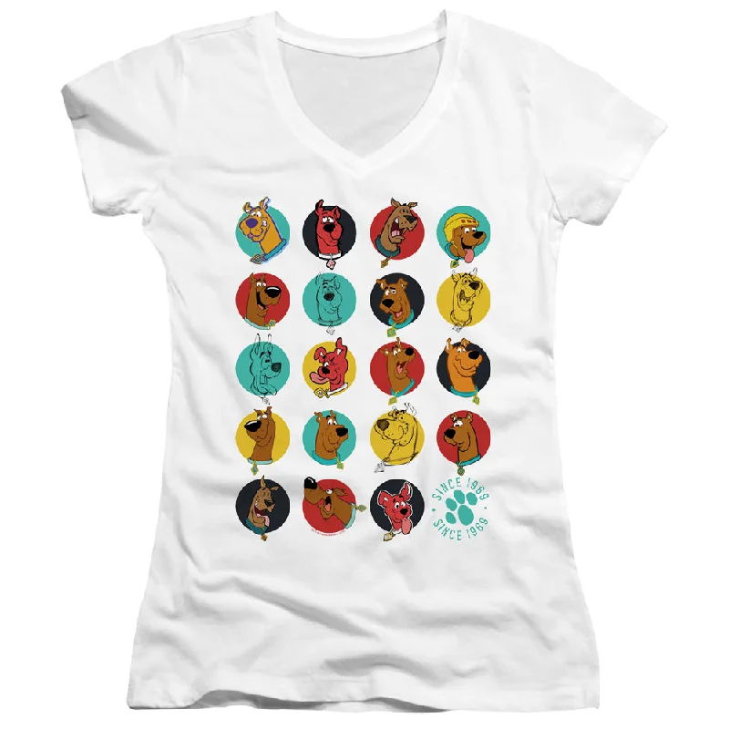 Bargain Blast Scooby Doo Juniors V-Neck T-Shirt Pop Art White Tee