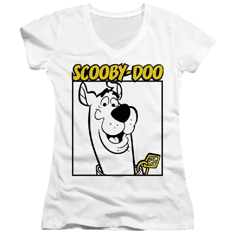Special Discount Scooby Doo Juniors V-Neck T-Shirt Sketch White Tee