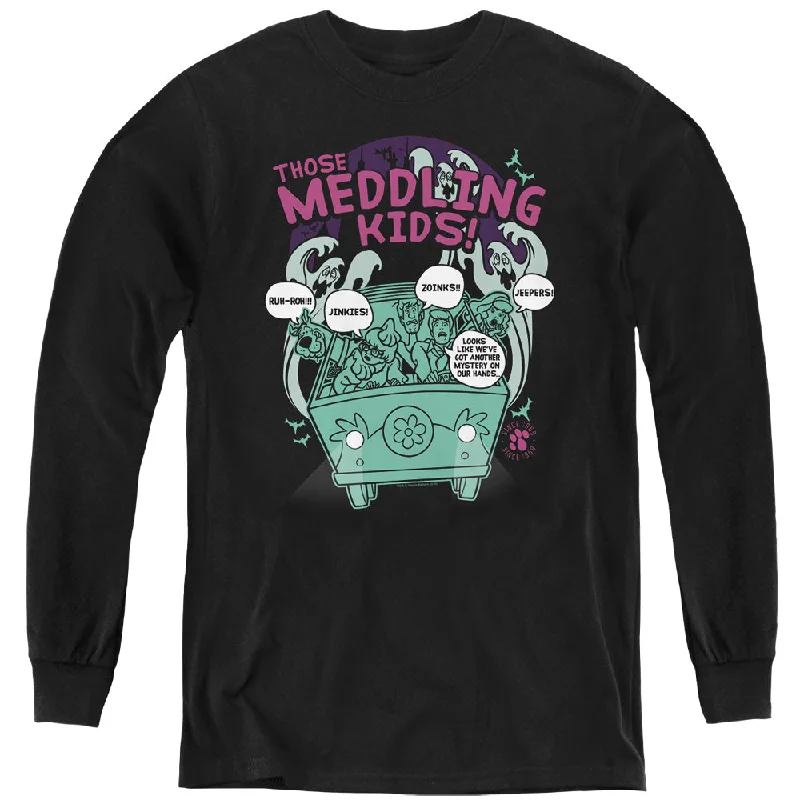 Great Bargains Scooby Doo Kids Long Sleeve Shirt Those Meddling Kids Black Tee