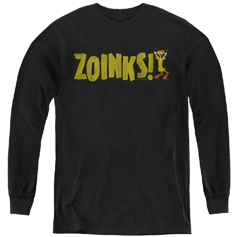 Final Clearance Scooby Doo Kids Long Sleeve Shirt Zoinks Black Tee