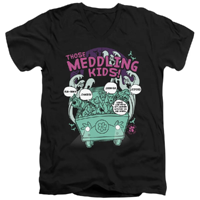 Clearance Items Scooby Doo Slim Fit V-Neck T-Shirt Those Meddling Kids Black Tee