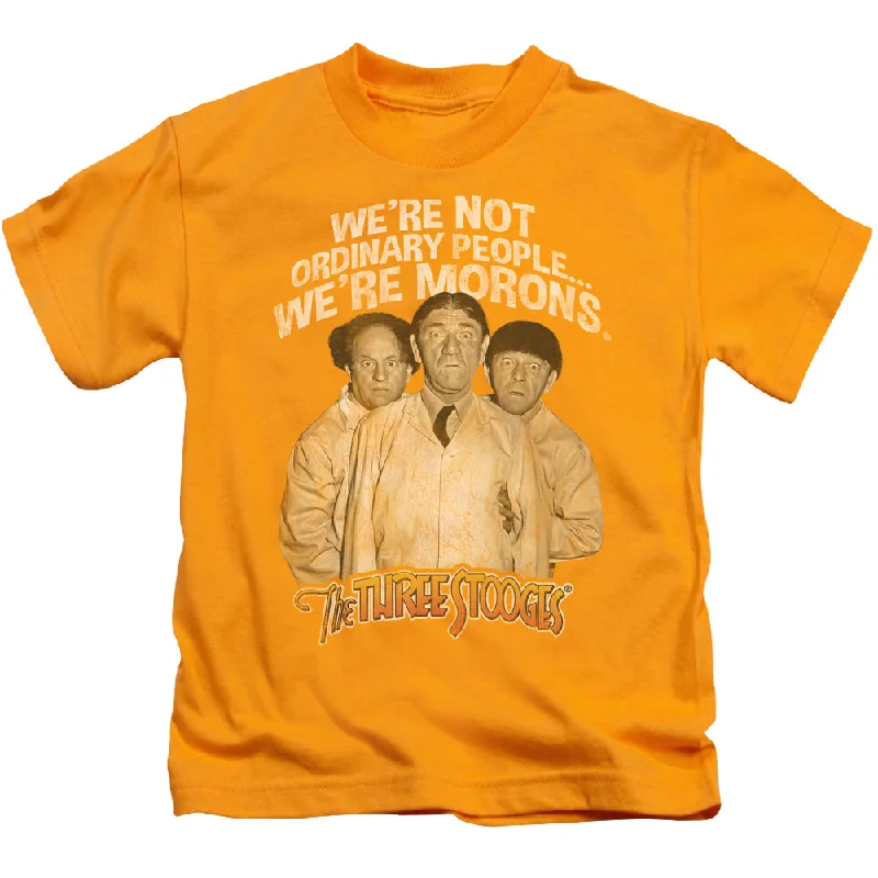 Now or Never Three Stooges Boys T-Shirt Morons Gold Tee