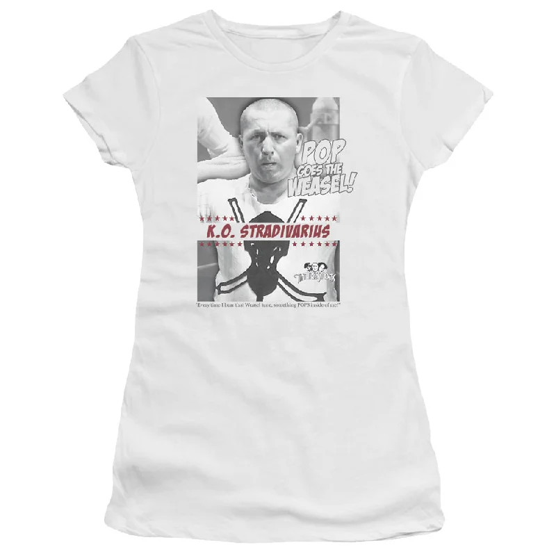 Big Discounts Three Stooges Juniors T-Shirt Pop Goes the Weasel White Tee