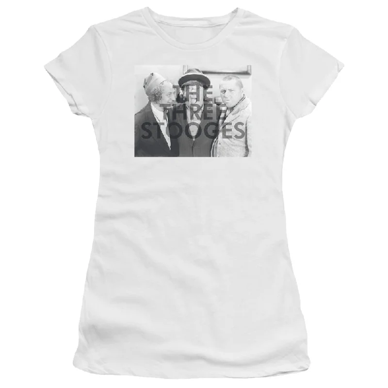 Early Access Three Stooges Juniors T-Shirt Watermark White Tee