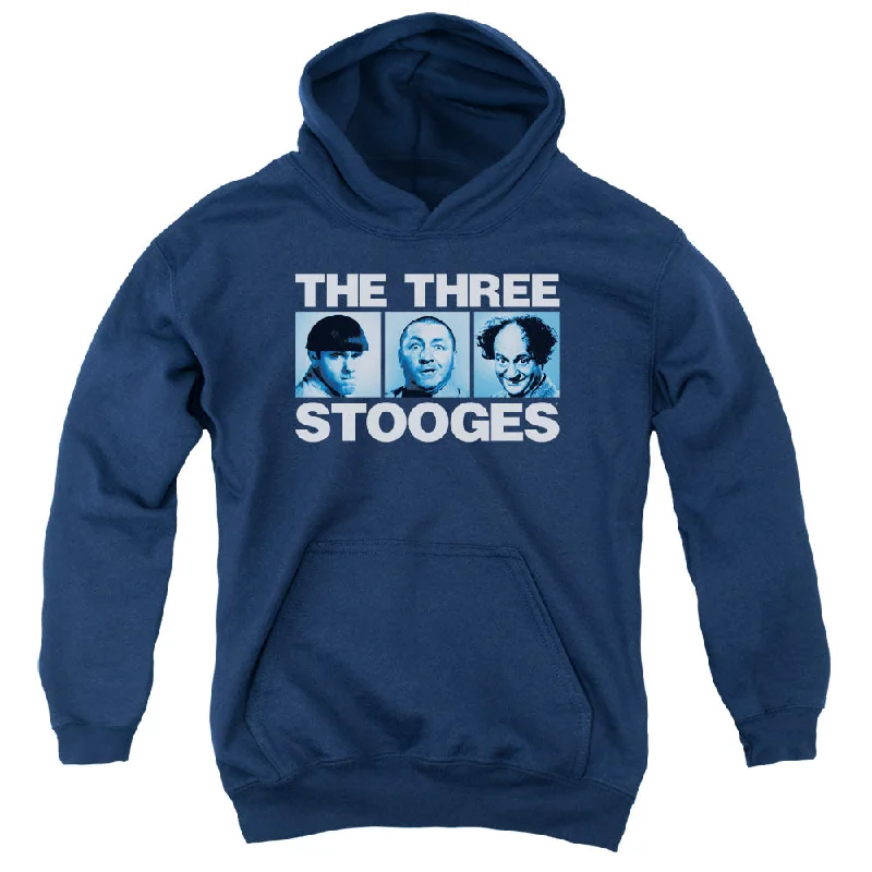 Bargain Blast Three Stooges Kids Hoodie Headshots Navy Hoody