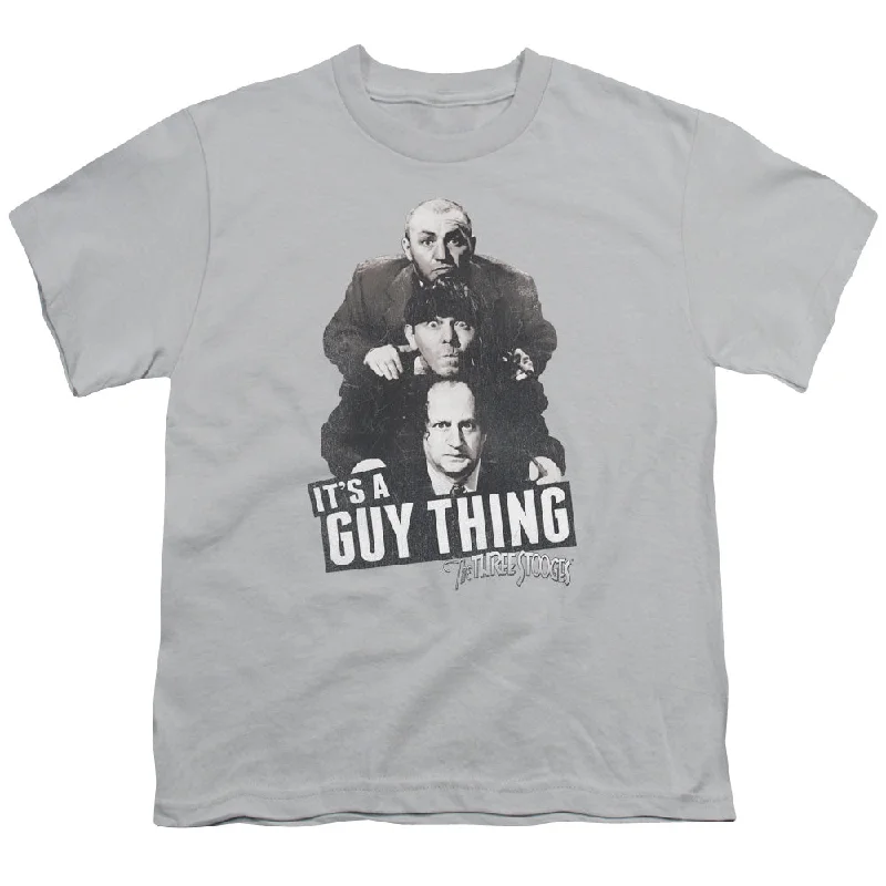 Massive Deals Three Stooges Kids T-Shirt It's a Guy Thing Silver Tee