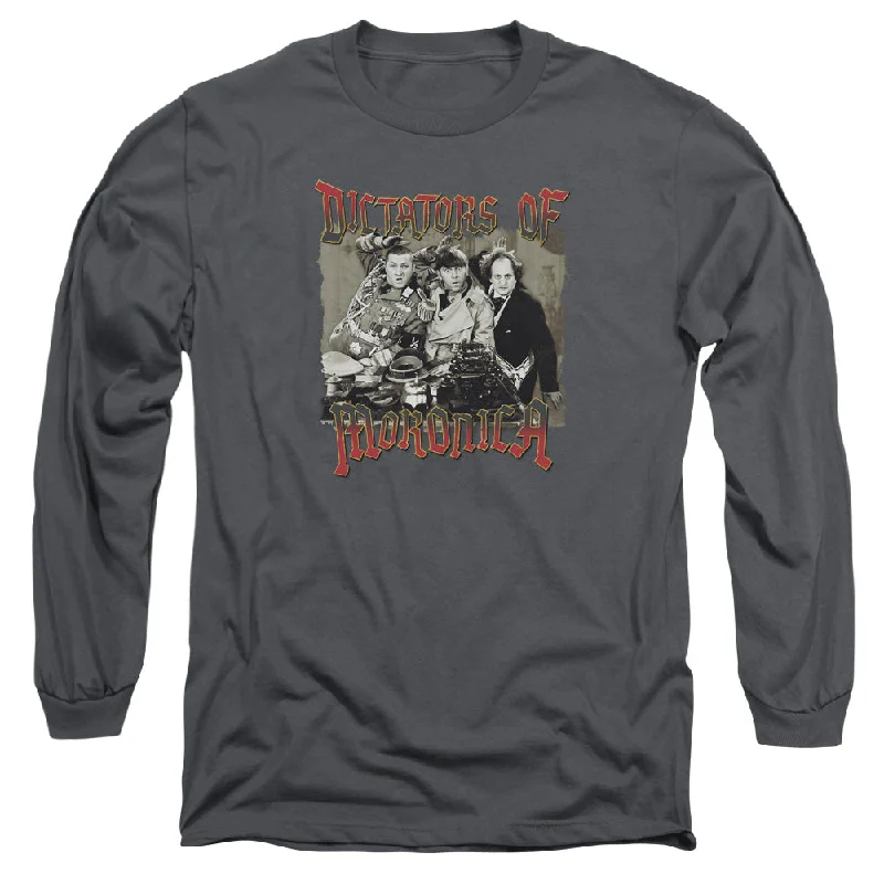 Major Savings Three Stooges Long Sleeve T-Shirt Dictators of Moronica Charcoal
