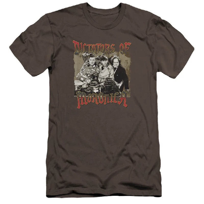 Online Only Three Stooges Premium Canvas T-Shirt Dictators of Moronica Charcoal