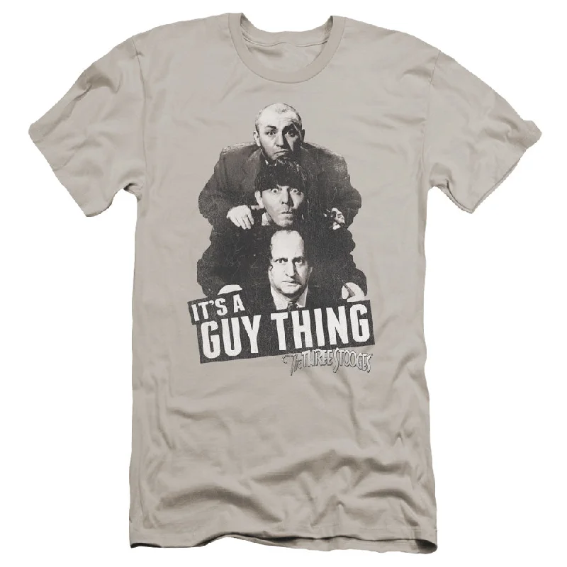 New Deals Three Stooges Premium Canvas T-Shirt It's a Guy Thing Silver Tee