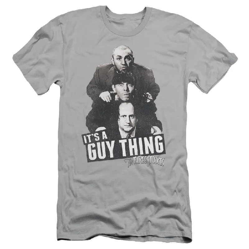 Midnight Madness Three Stooges Slim Fit T-Shirt It's a Guy Thing Silver Tee
