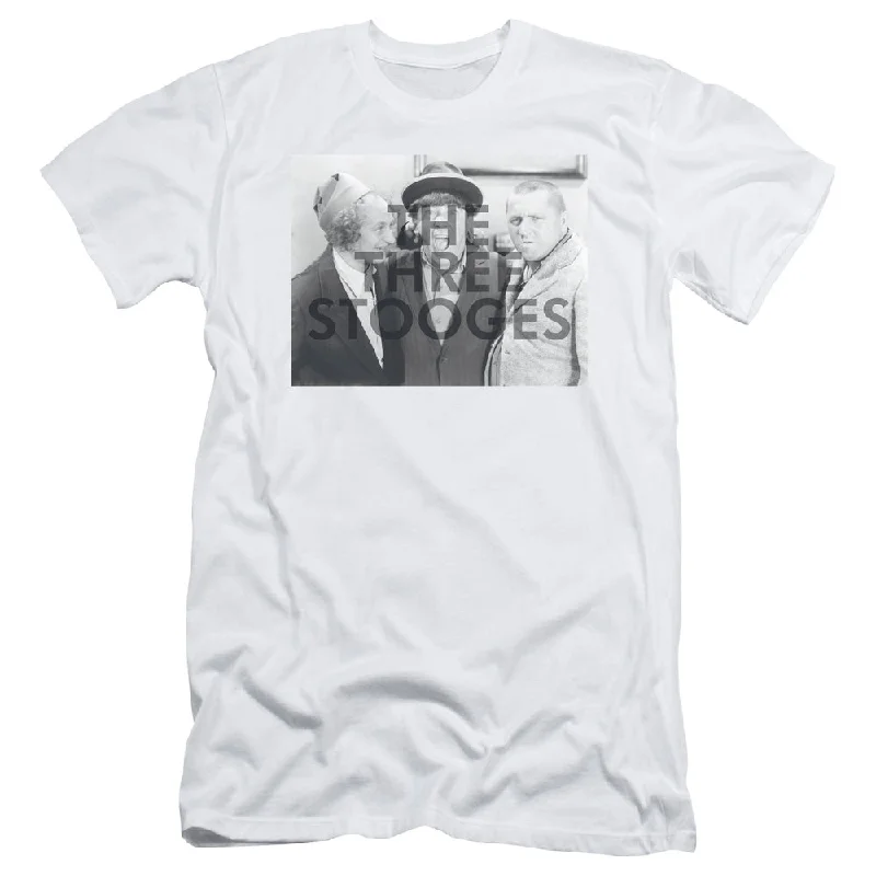 Great Deals Three Stooges Slim Fit T-Shirt Watermark White Tee