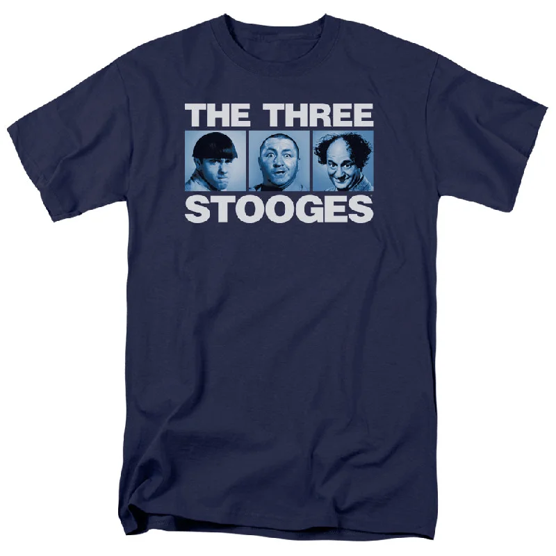 Savings Bonanza Three Stooges T-Shirt Headshots Navy Tee