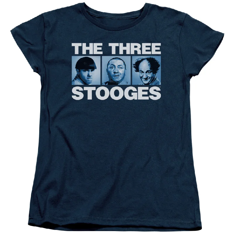 Discount Days Three Stooges Womens T-Shirt Headshots Navy Tee