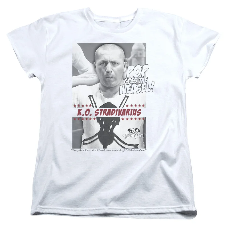Discount Deals Three Stooges Womens T-Shirt Pop Goes the Weasel White Tee