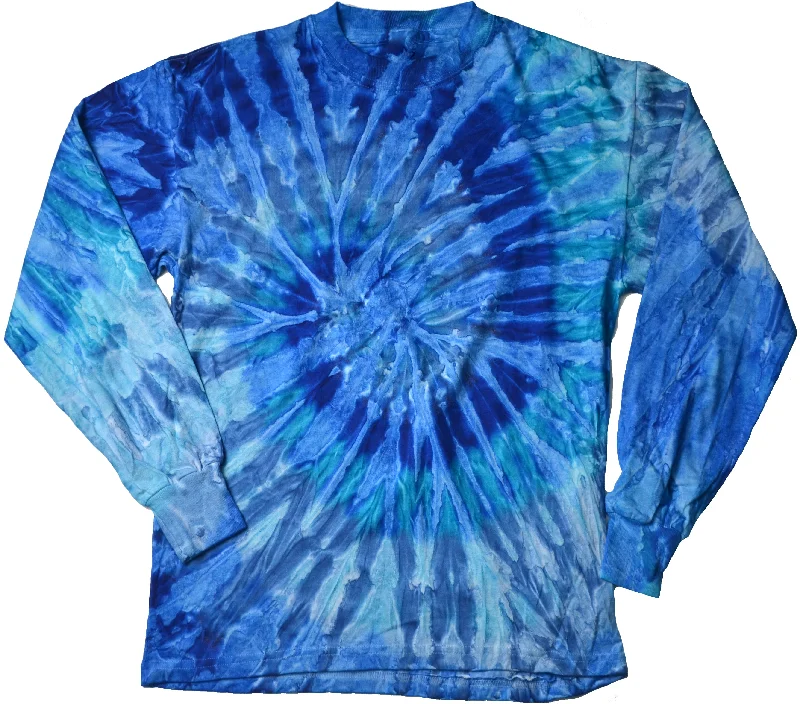 Referral Discount Tie Dye Long Sleeve Shirt Multi Color Blue Jerry Swirl T-Shirt