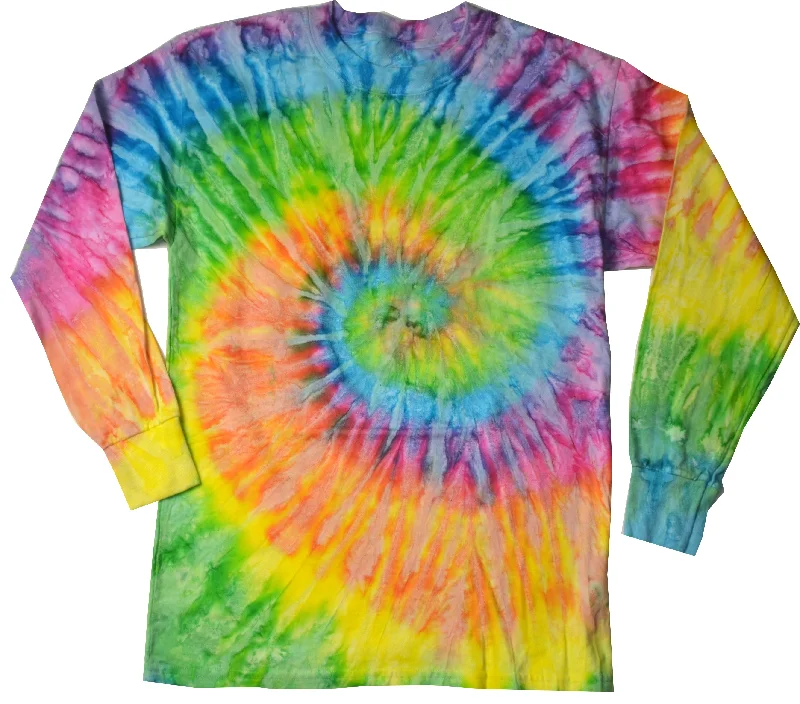 Value Deals Tie Dye Long Sleeve Shirt Saturn Multi Color Rainbow Swirl T-Shirt