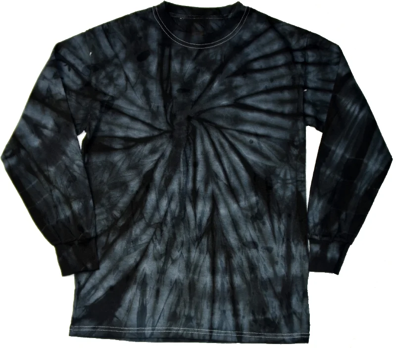 Season Finale Sale Tie Dye Long Sleeve Shirt Spider Black Swirl T-Shirt