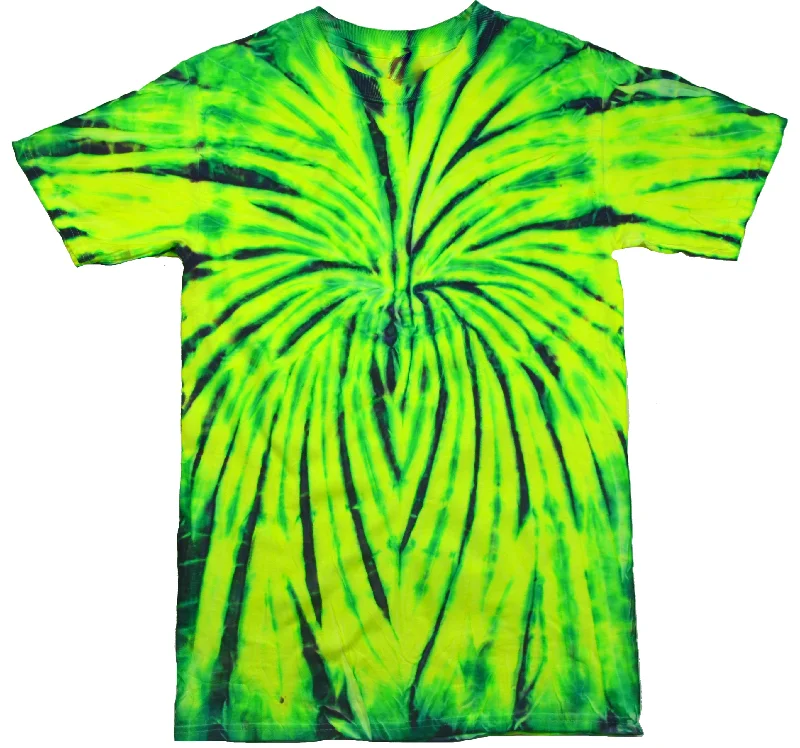 Stock Clearance Tie Dye Shirt Multi Color Yellow Green Wild Spider Spiral T-Shirt