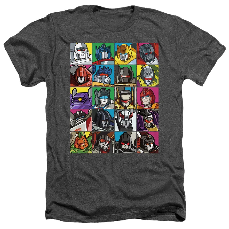 Price Drop Alert Transformers Heather T-Shirt Character Squares Charcoal Tee