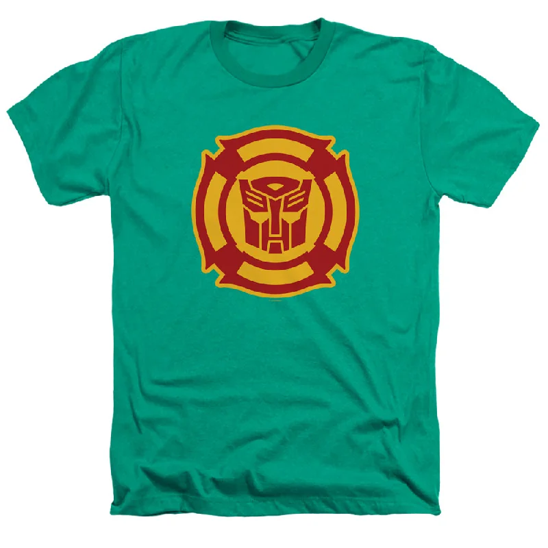 Special Savings Transformers Heather T-Shirt Rescue Bots Logo Kelly Tee