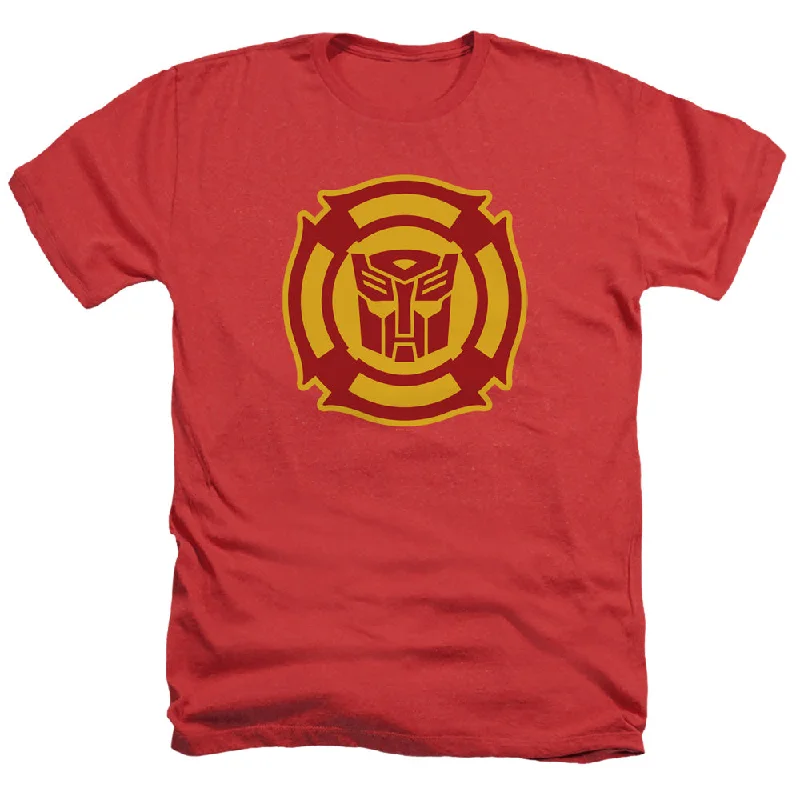 Special Promotion Transformers Heather T-Shirt Rescue Bots Logo Red Tee