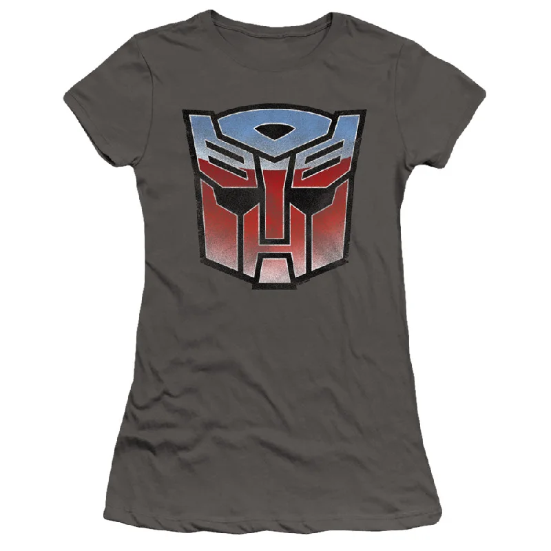 Best Deals Transformers Juniors Premium Shirt Blue and Red Autobot Logo Charcoal