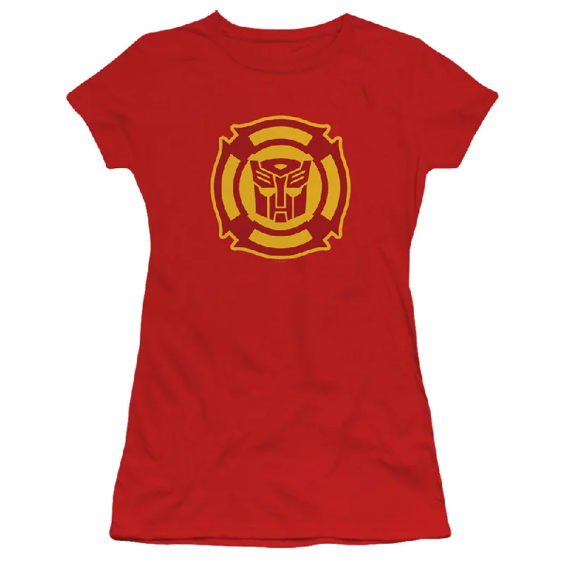 Anniversary Sale Transformers Juniors T-Shirt Rescue Bots Logo Red Tee