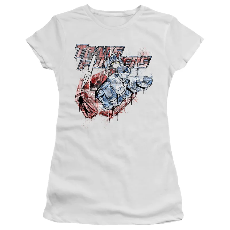 New Deals Transformers Juniors T-Shirt Spray Paint White Tee