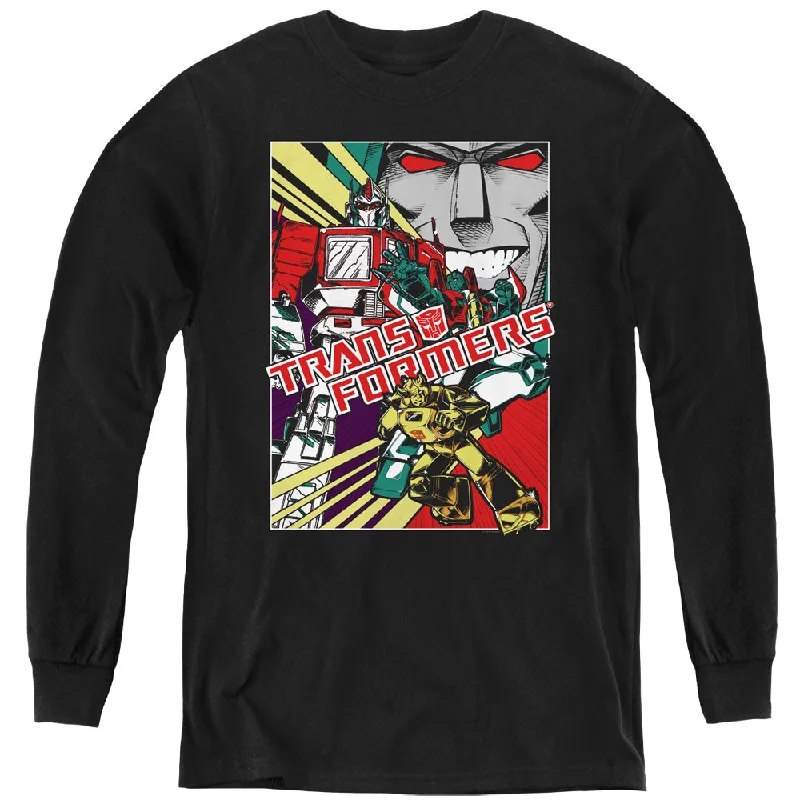 Price Fest Transformers Kids Long Sleeve Shirt Comic Poster Black Tee