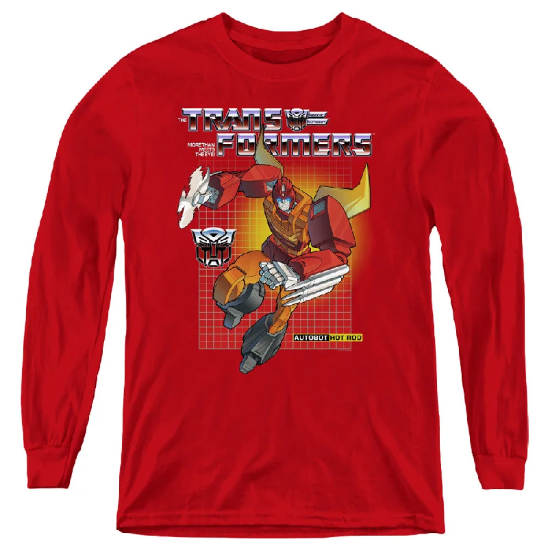 Stock Up and Save Transformers Kids Long Sleeve Shirt Hot Rod Red Tee