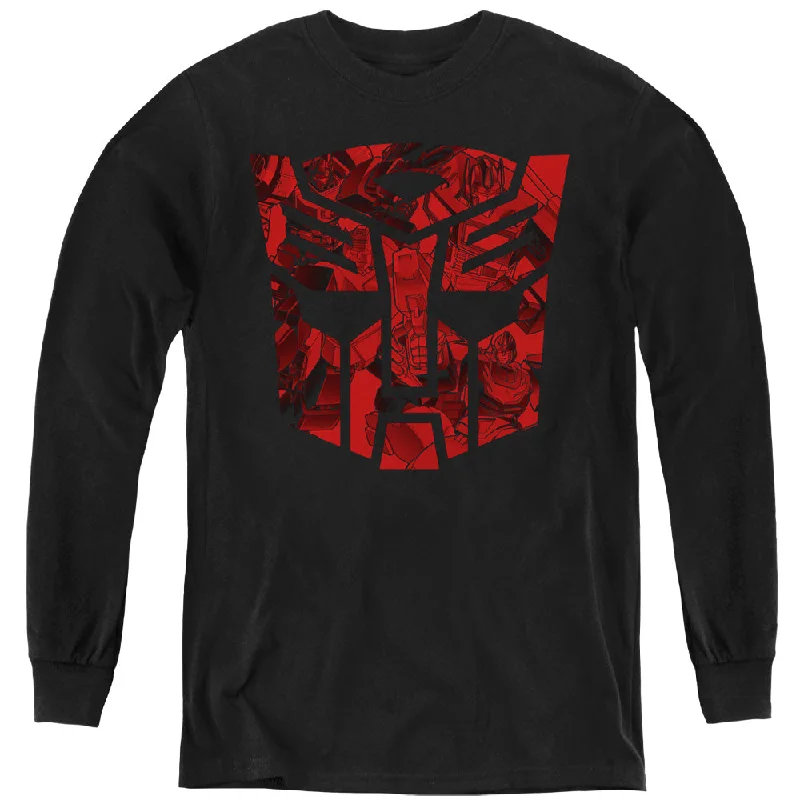 Markdowns Transformers Kids Long Sleeve Shirt Imprinted Autobot Logo Black Tee