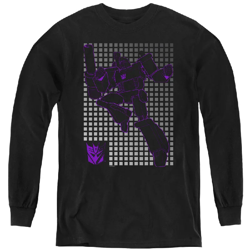 Special Price Transformers Kids Long Sleeve Shirt Megatron Grid Black Tee