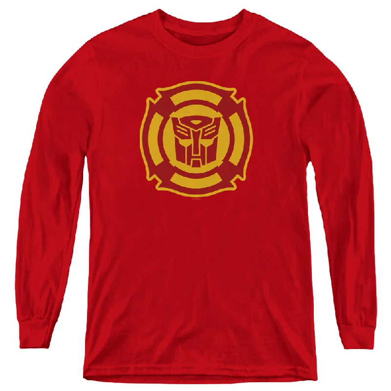 Special Buy Transformers Kids Long Sleeve Shirt Rescue Bots Logo Red Tee